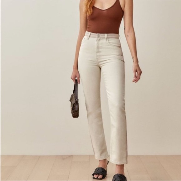 Reformation Denim - Reformation Jeans Cynthia Tonal Reworked High Rise Straight Jeans